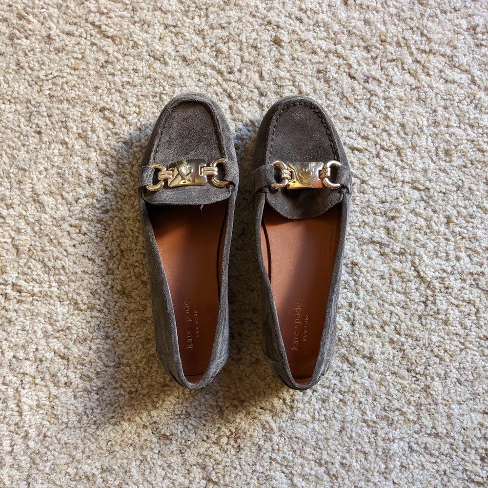 Moss Colored Kate Spade Suede Loafers Size 8M